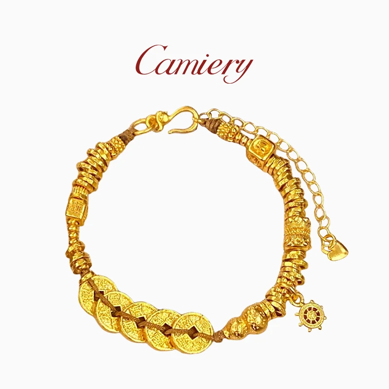 【现货48小时发】 CAMIERY新中式轻奢铜钱盘缠手链百搭Z