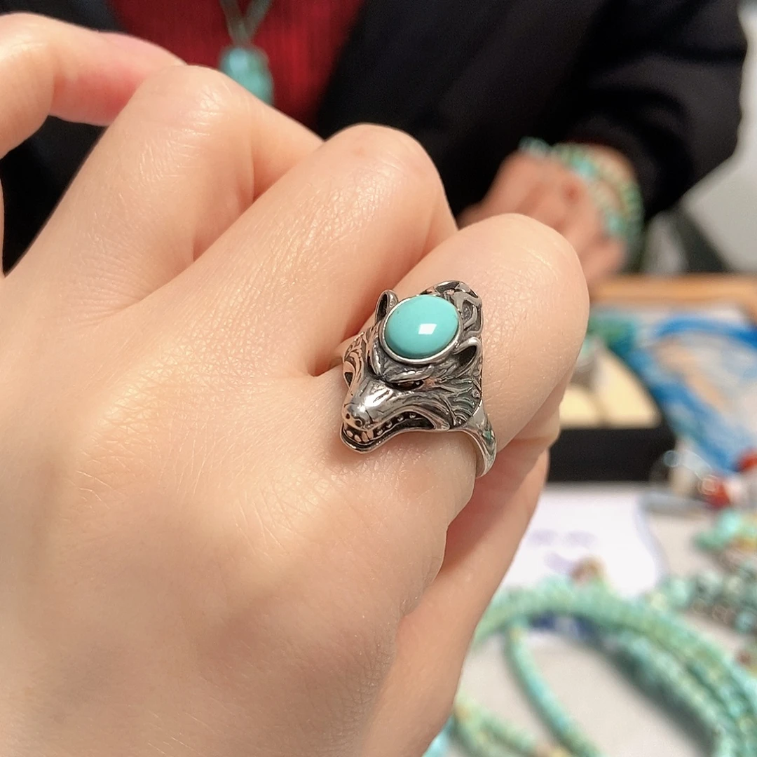 绿松石银S925镀金镶嵌珠宝奇石