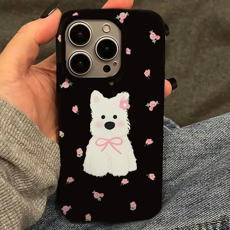 欧克里里碎花西高地小狗适用苹果16/15promax果冻13/14手机壳12/1