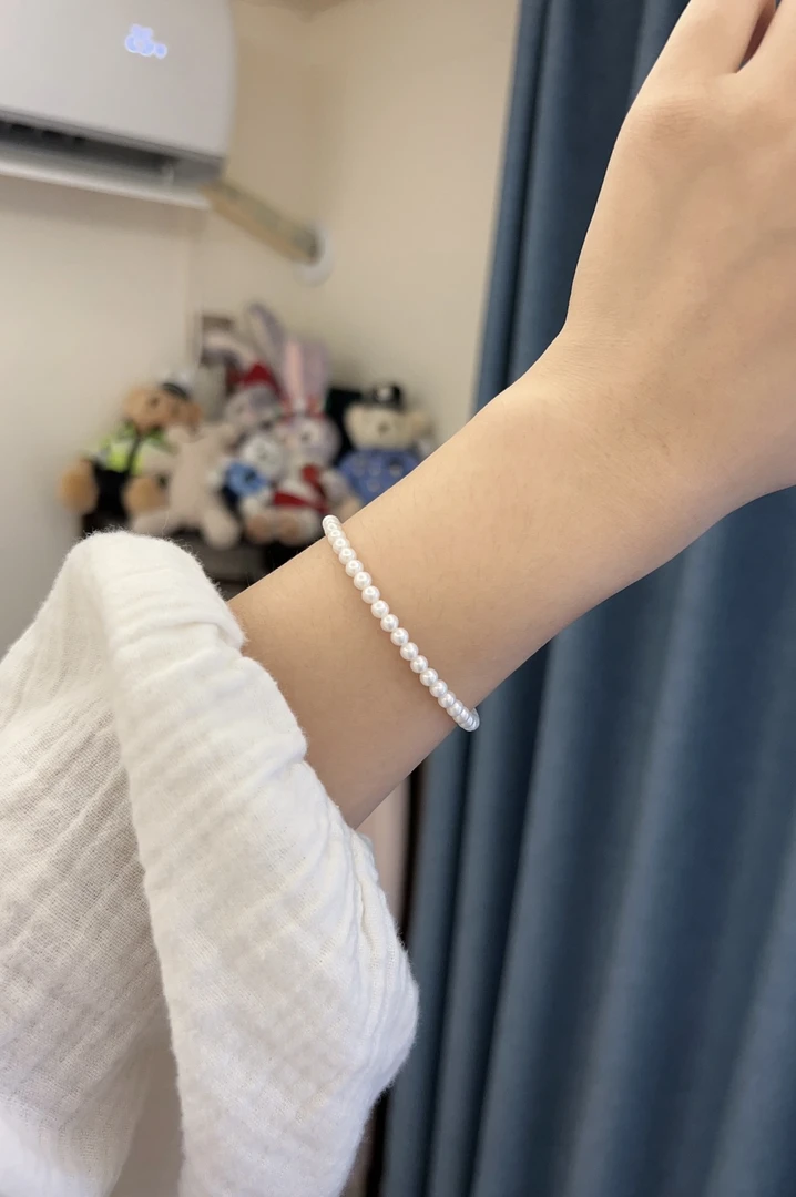 非金属仿珍珠手链  贝珠手链 小米珠4mm 强光  无暇
