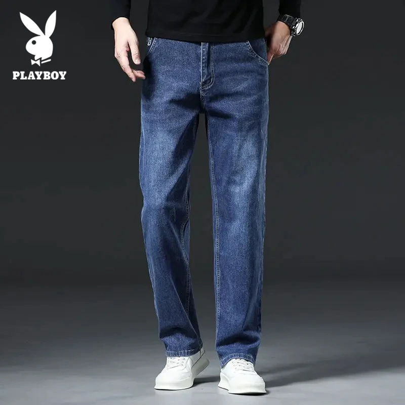 花花公子秋季新款男式牛仔裤高端直筒男裤子弹力小直筒长裤子男款