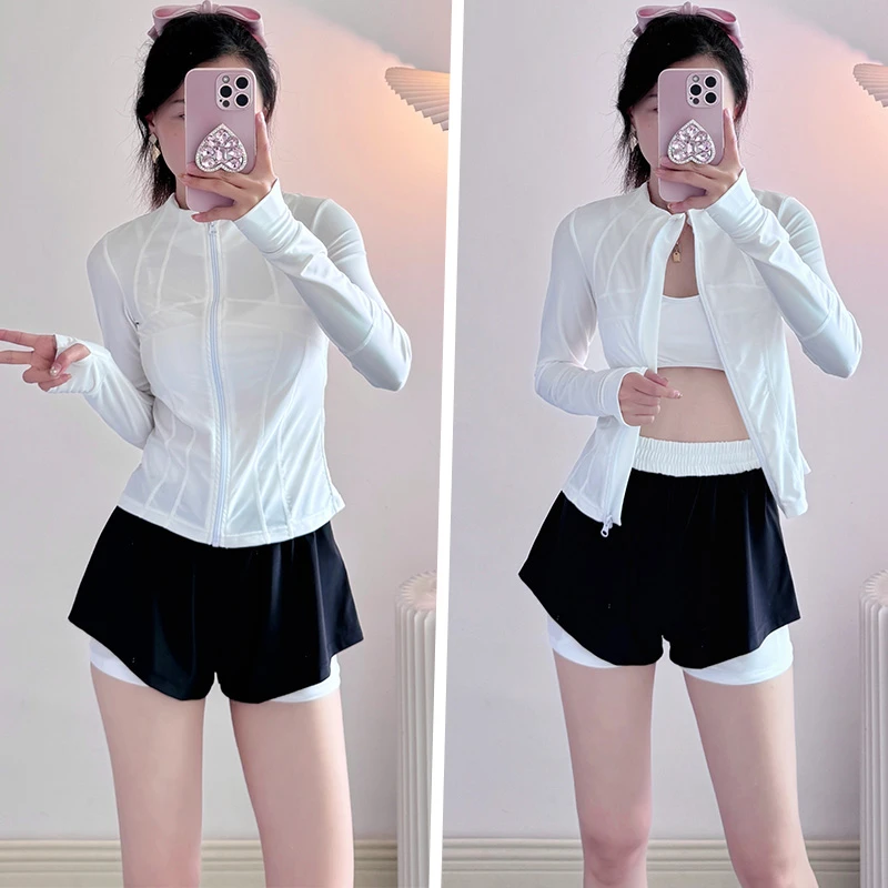 泳衣女高级感2025新款游泳馆专用分体套装保守长袖防晒运动冲浪服