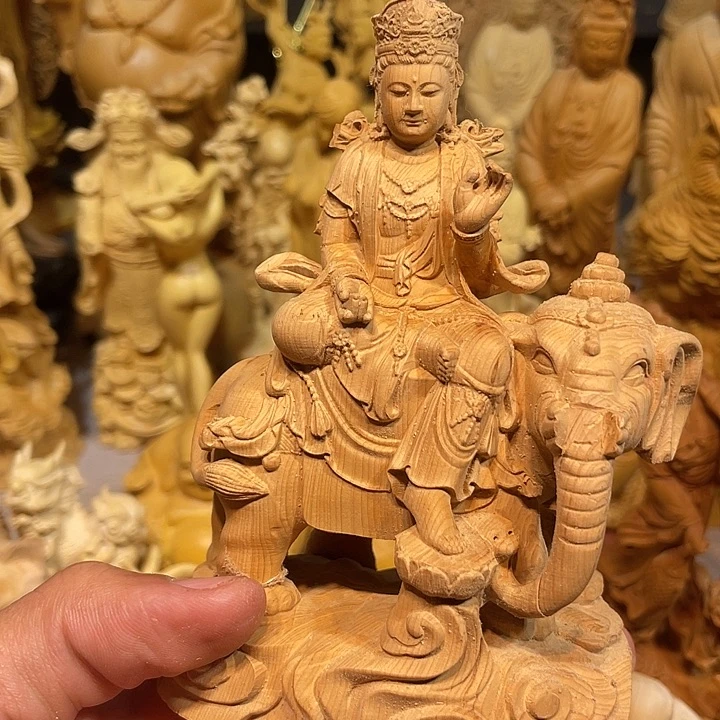 黄杨木瑕疵普贤菩萨