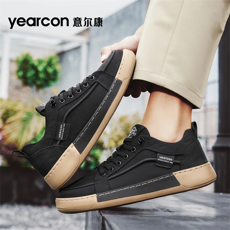 YEARCON/意尔康鞋子帆布男鞋夏季透气防臭板鞋一脚蹬男士轻便软底