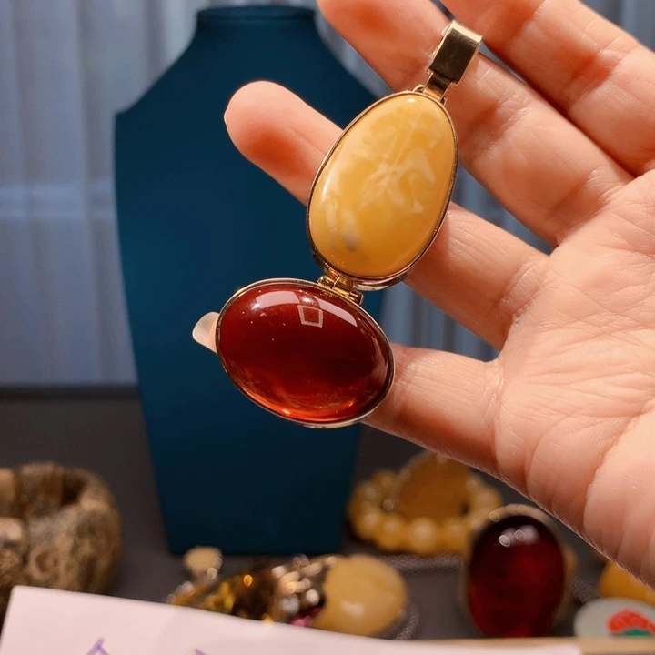 琥珀颈饰未镶嵌波兰设计款琥珀蜜蜡
