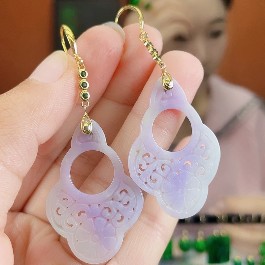 翡翠银S925镶嵌耳饰