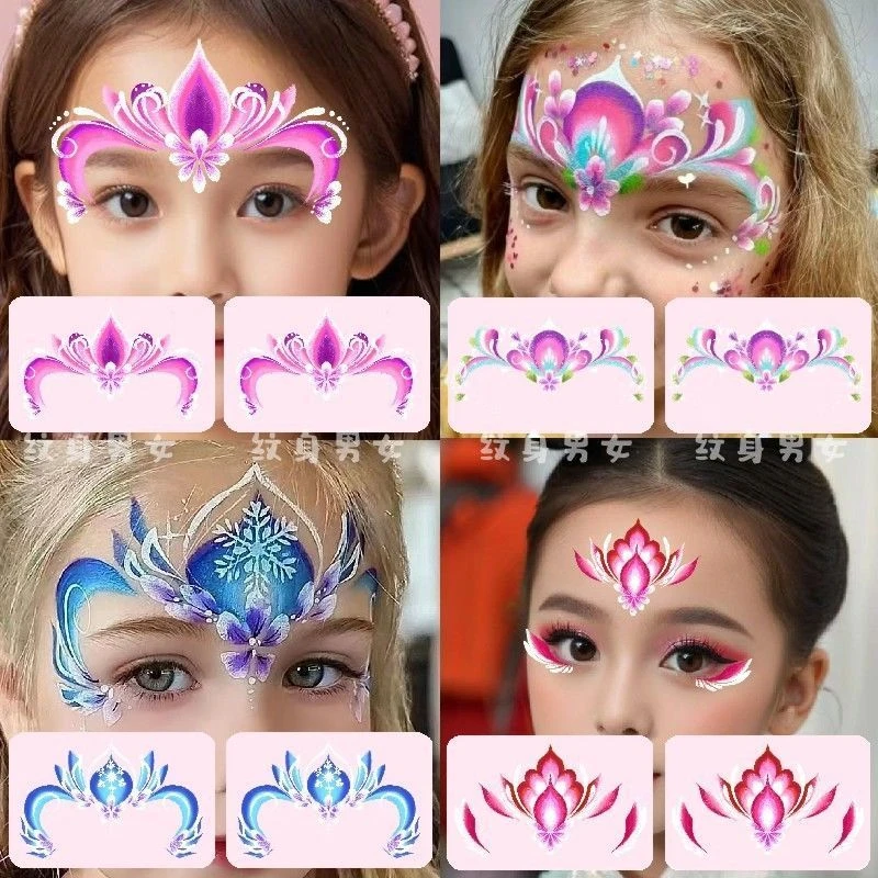 女童面部彩绘额头贴 冰雪公主爱莎节日表演花钿儿童脸妆容幼儿园