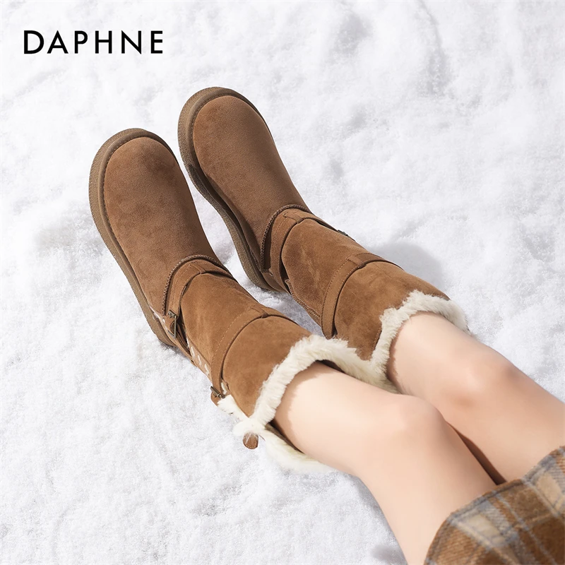 达芙妮长筒雪地靴女款2025新款冬季保暖棉鞋加绒加厚哈尔滨大棉靴