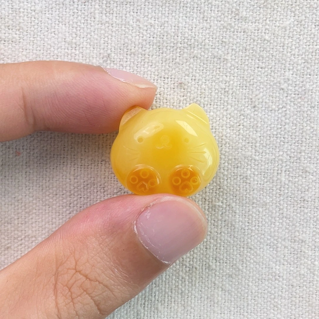 琥珀未镶嵌珠宝奇石猫咪丸子