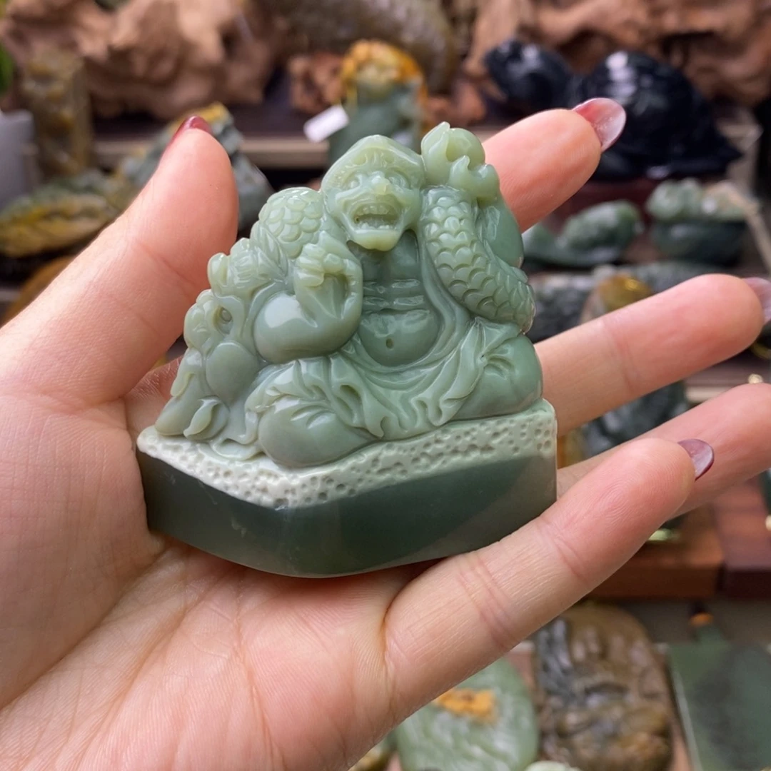 蛇纹石玉手把件未镶嵌西*