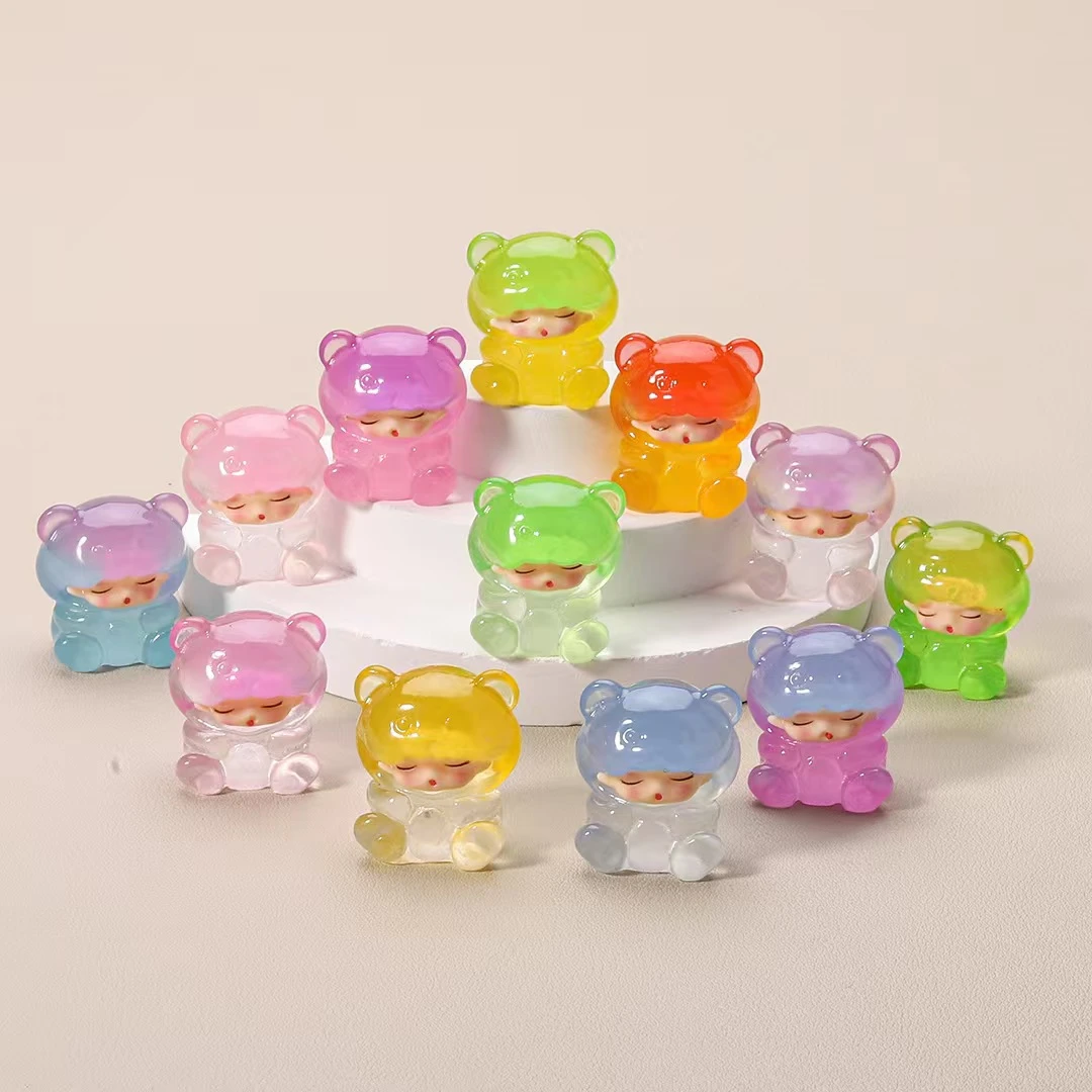 【双许愿+对对碰+九宫格】夜光渐变云梦小熊软糖树脂摆件