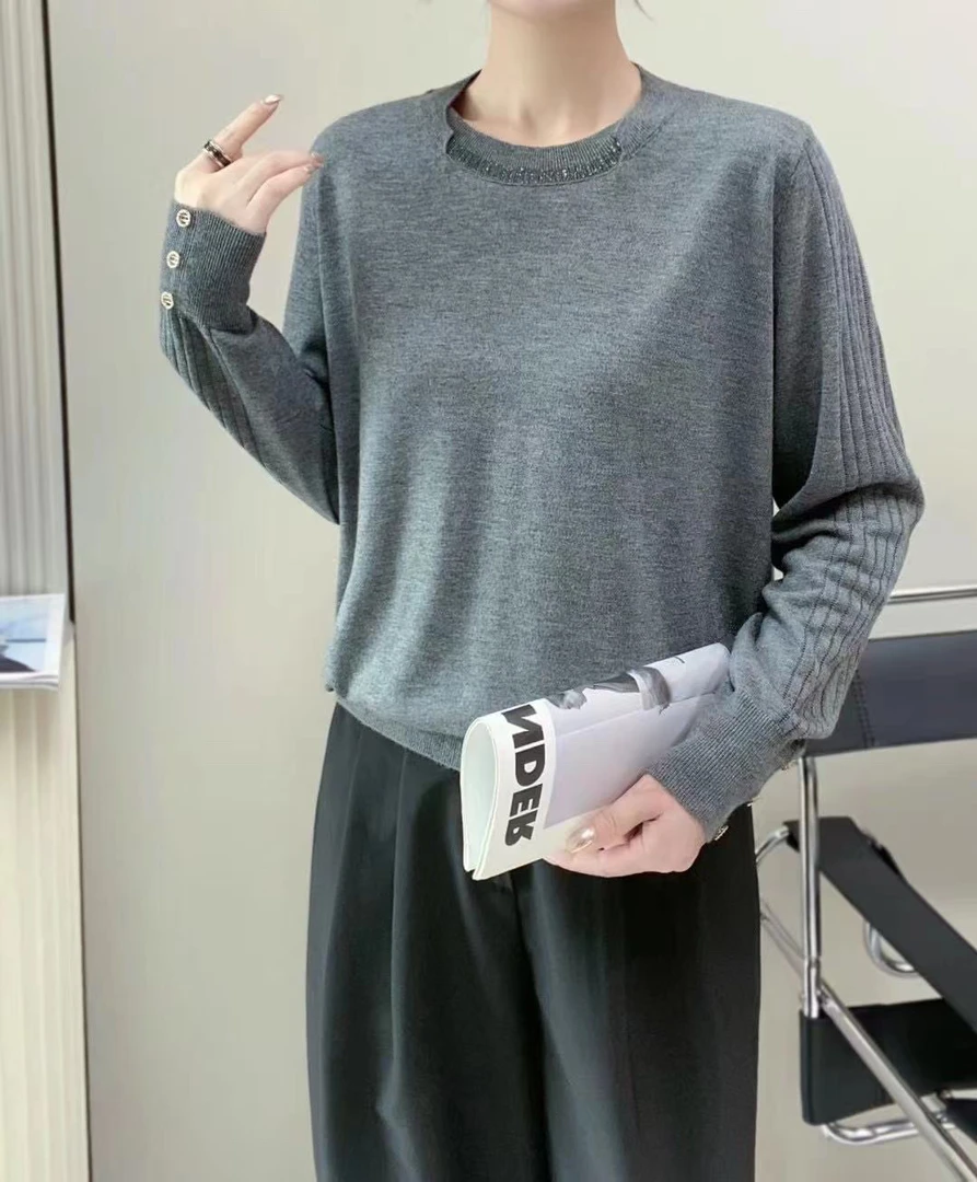 韩尤简同款百搭修身薄款羊毛毛衣