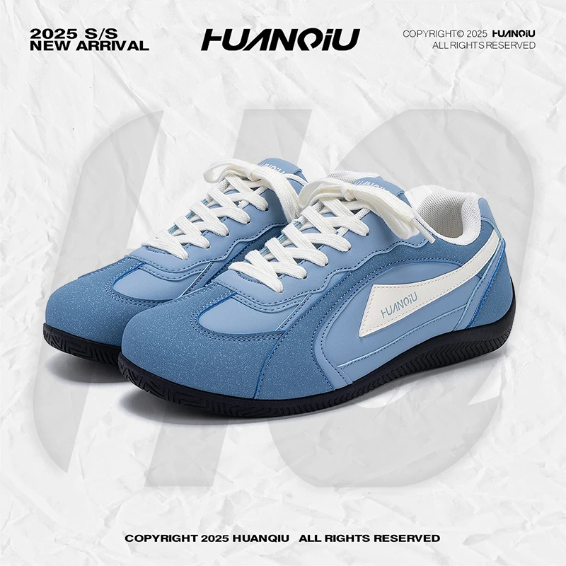 环球蓝色德训鞋子男款2025秋季新款男鞋百搭潮流休闲内增高赛车鞋