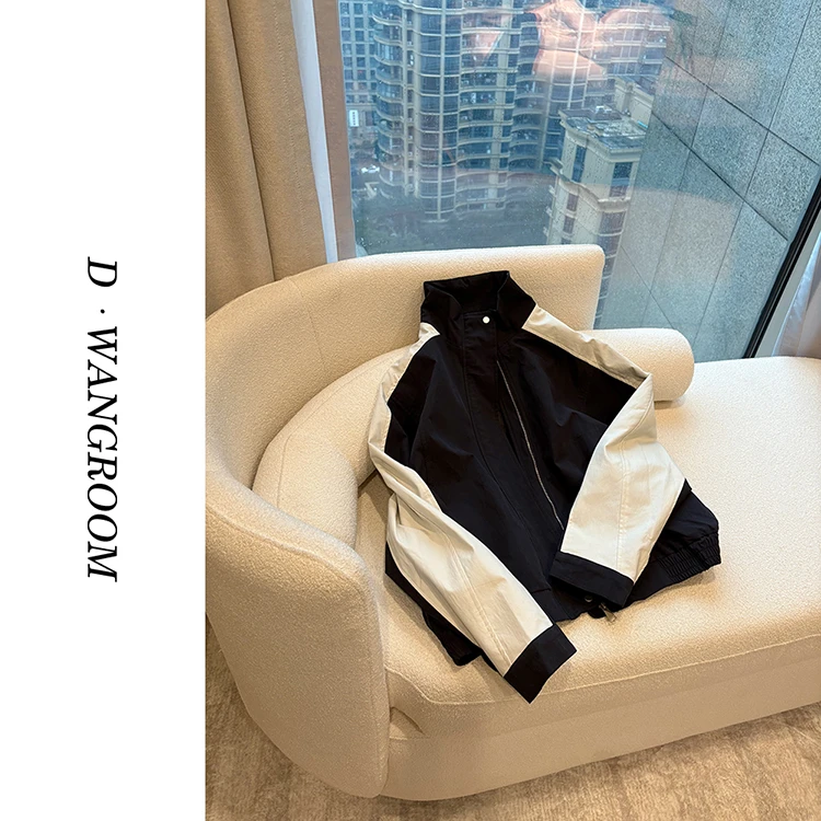 丁小晗【清仓】“全工艺”撞色宽松版休闲外套女拉链外套82632