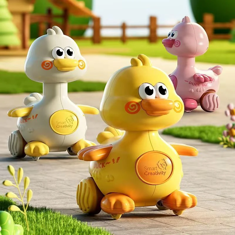 萌趣按压滑行小鸭子口哨玩具车玩具 科学