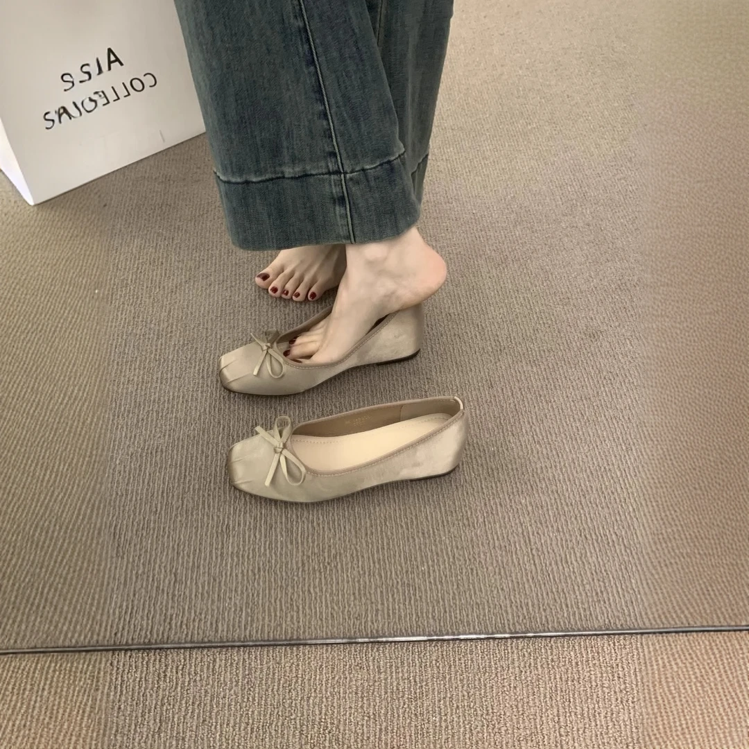 法式配裙子仙女风内增高芭蕾舞鞋百搭不累脚温柔晚晚鞋绝美单鞋女