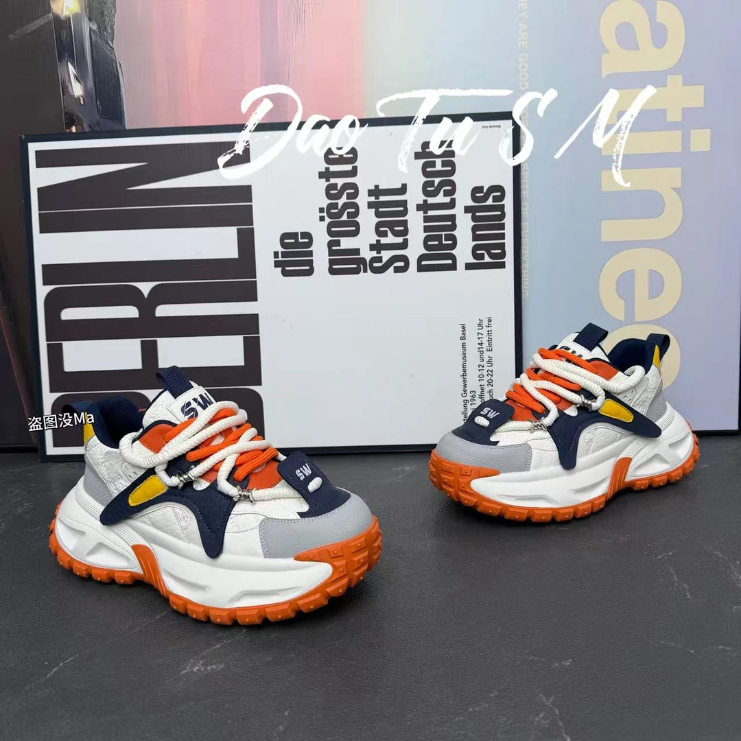 潮流百搭爆款单棉同款增高厚底拼色时尚休闲男士潮鞋个性老爹鞋