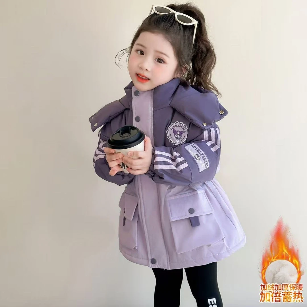 女童冬装棉服外套2025新款洋气女孩派克服秋冬夹棉加厚儿童风衣