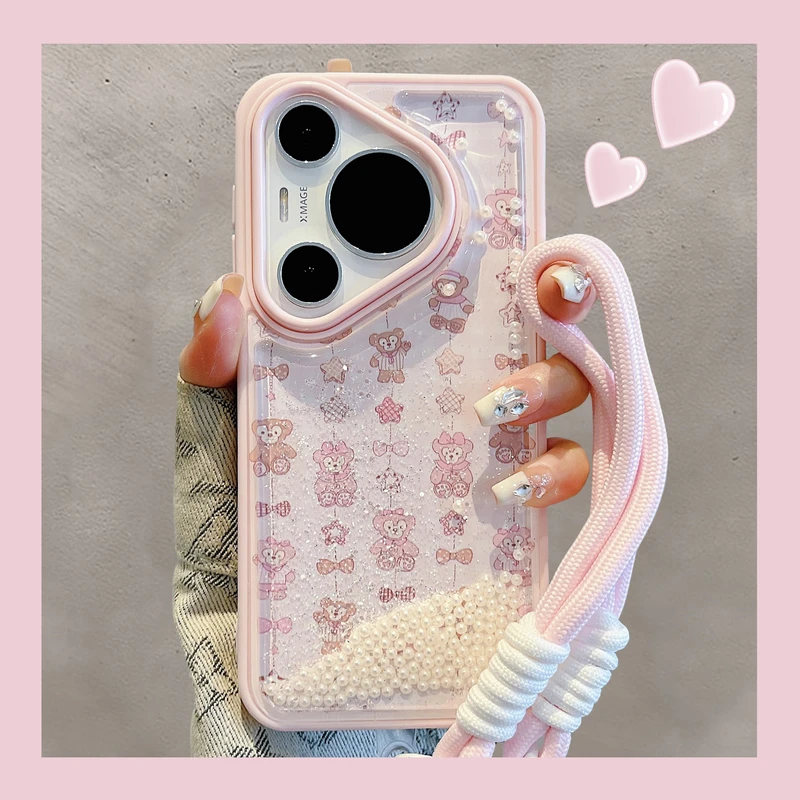 适用华为pura70pro+手机壳mate70/60pro流沙珍珠雪莉玫饼饼苹果16