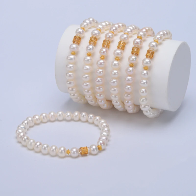 极光手链淡水无核珍珠  无核 无暇弹力绳多样性发一