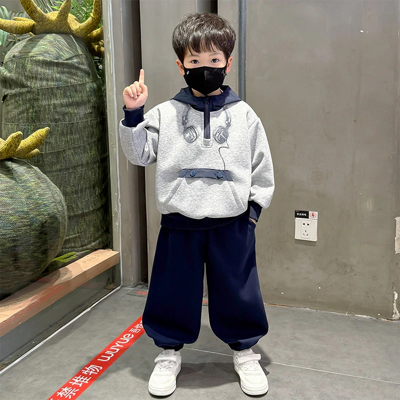男童连帽卫衣套装春秋款儿童韩版洋气两件套男孩秋季运动帅气潮装