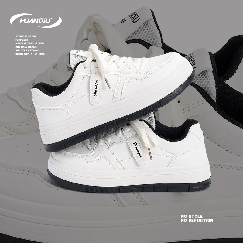 环球韩版ins潮校园爆款米黑学生2025新款厚底小众休闲百搭板鞋女