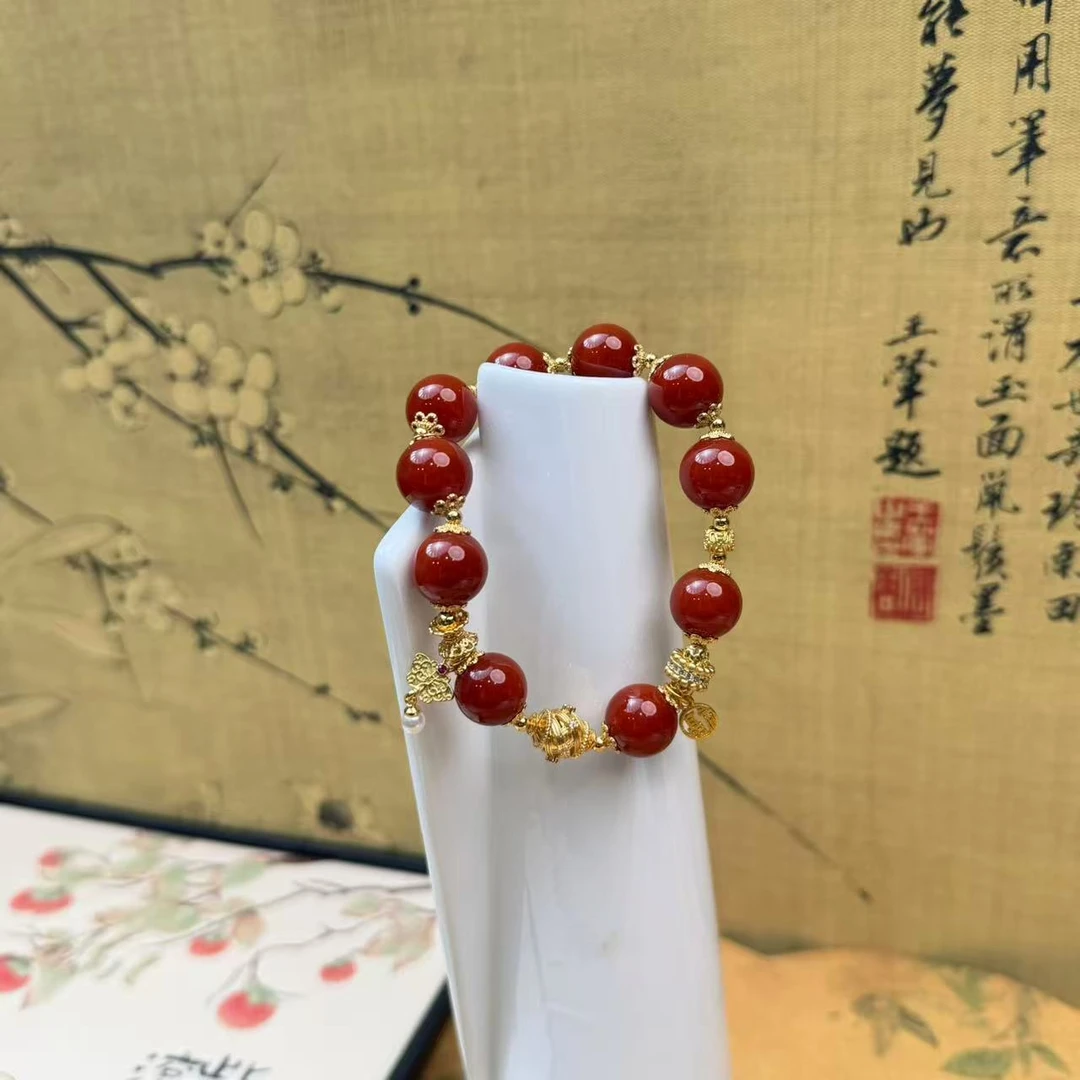 DM-1224-红玛瑙贝珠蝴蝶手链（多样性发其一）