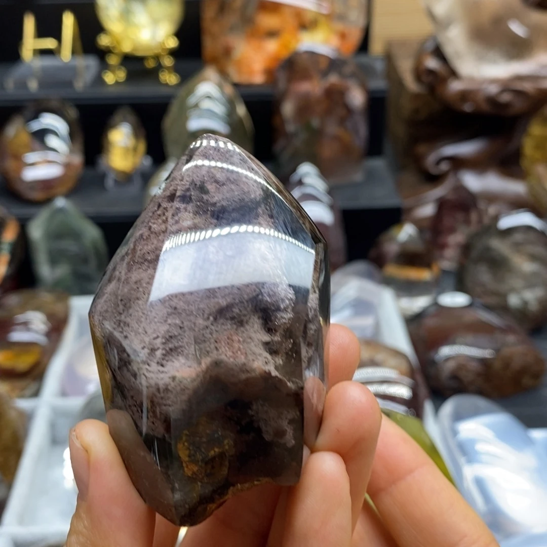 星***5银S925镶嵌颈饰水晶原石手把