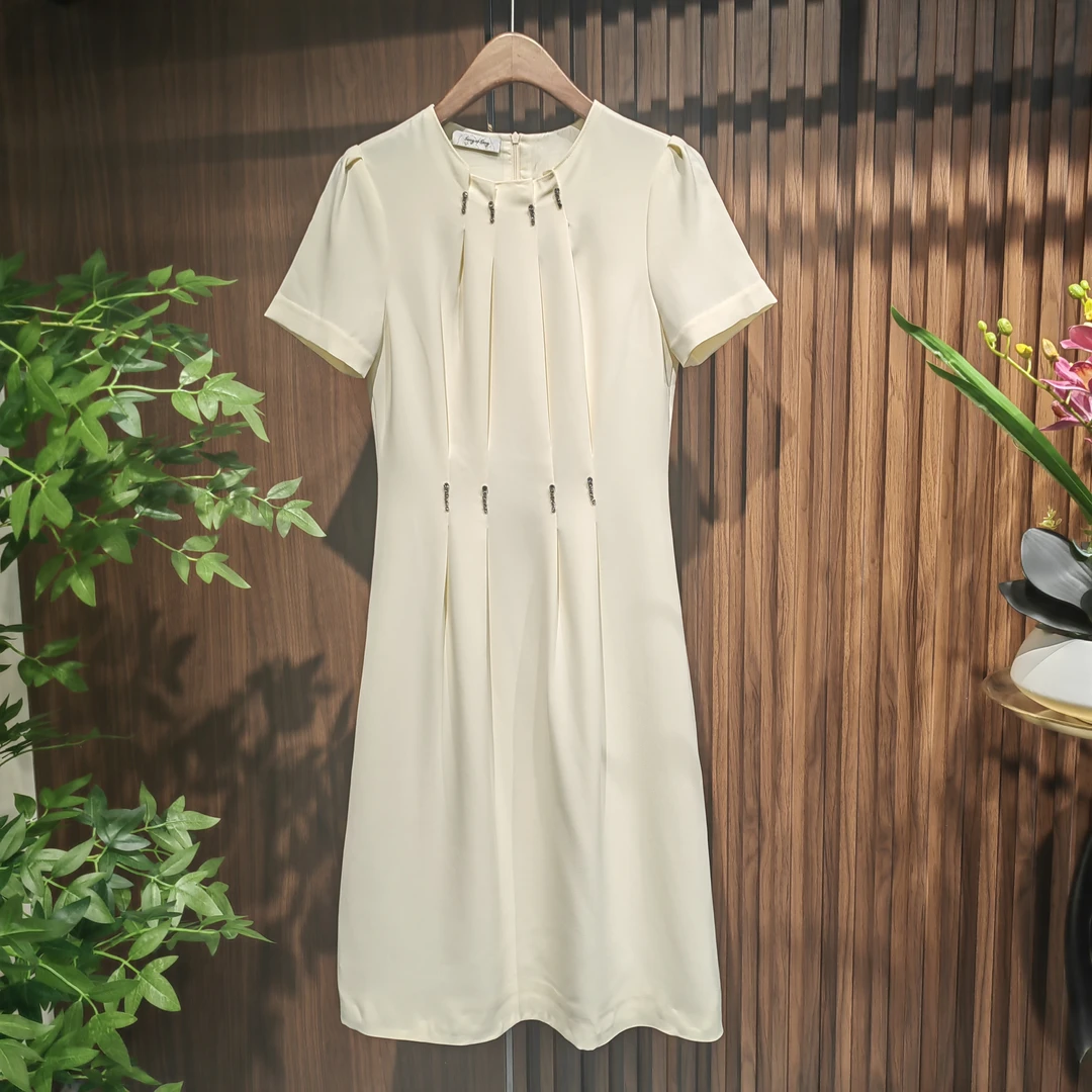 GD 01903新款雅致艺术捏褶设计连衣裙