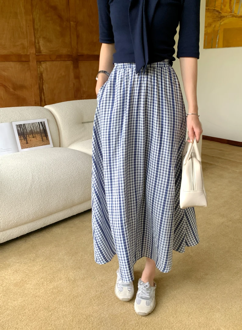 【芝士Cheese】层次艺术 夏季休闲松紧腰长裙显瘦高腰小众款半身裙