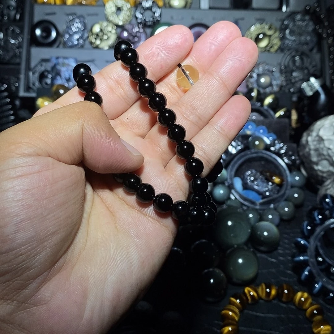 小***学黑曜岩未镶嵌手链