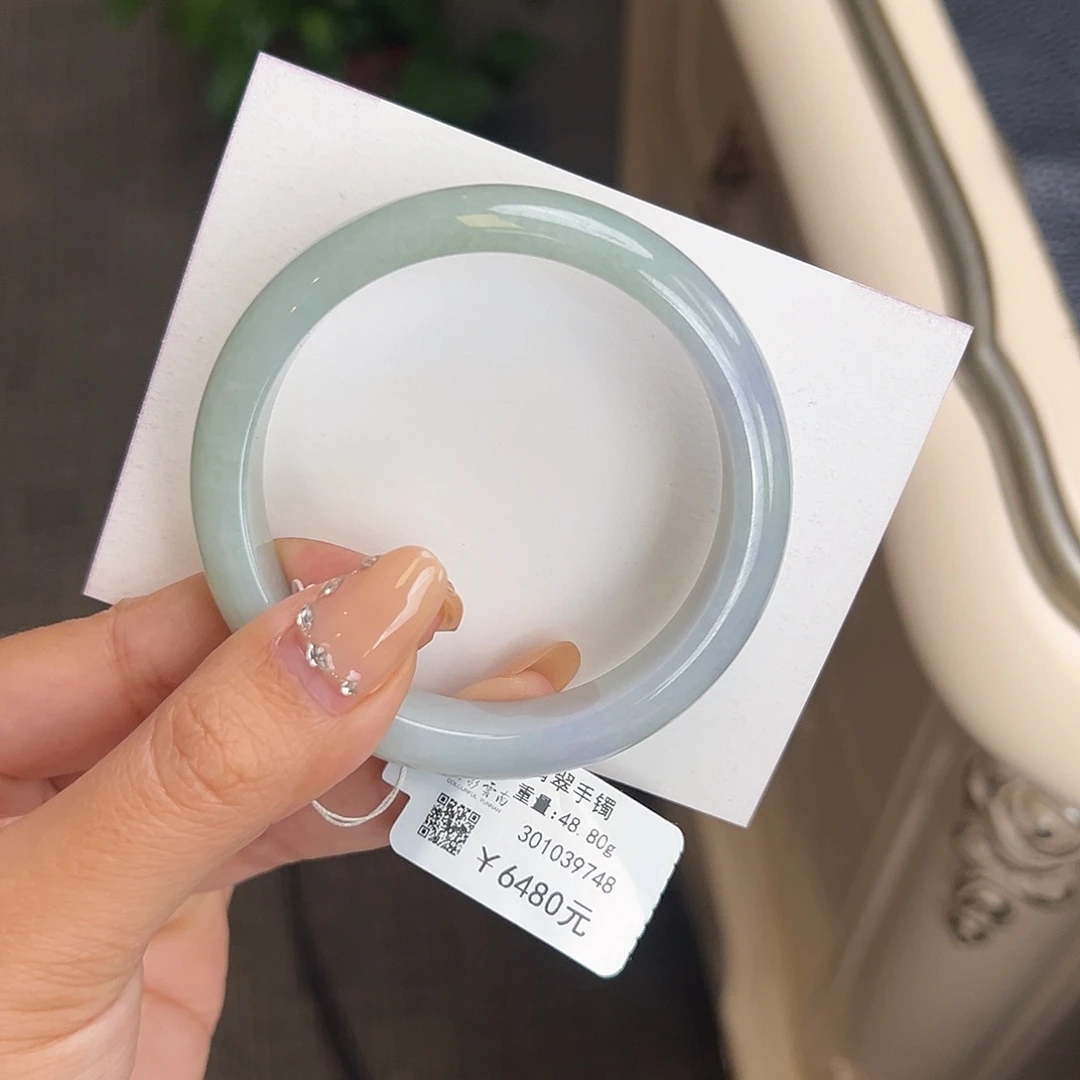 翡翠未镶嵌手镯54莫奈花园