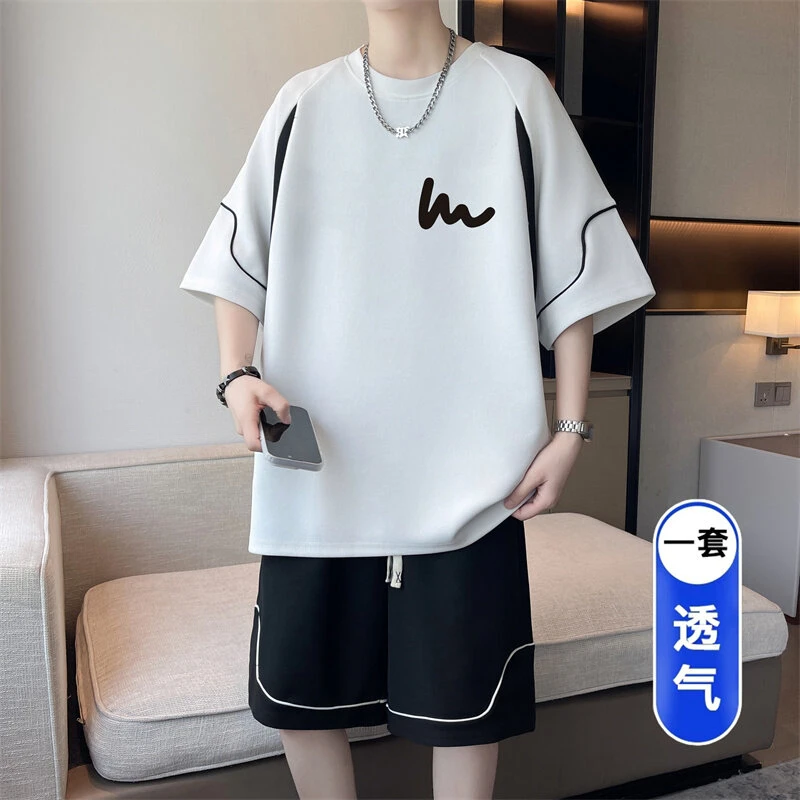 两件装青少年短袖套装初高中学生一套衣服休闲运动半袖男孩潮流