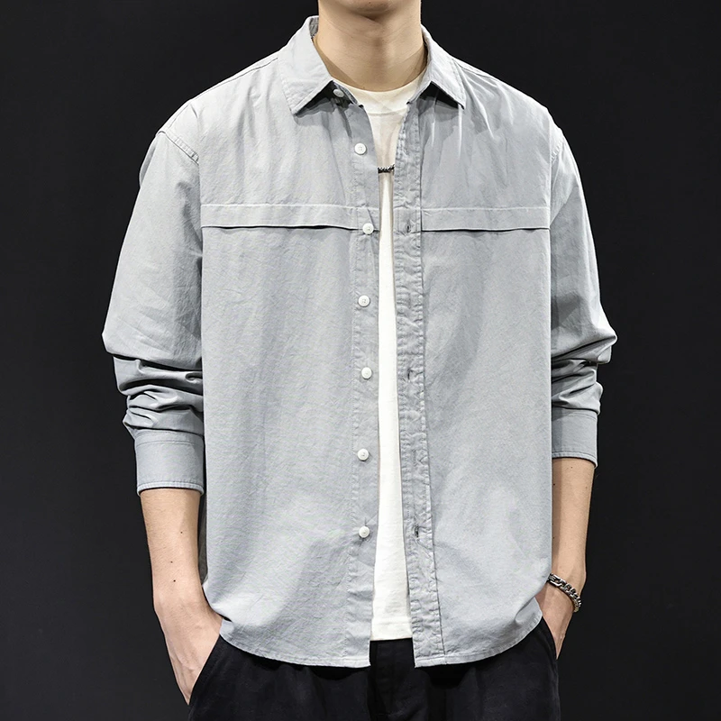 MR.MUDI/穆迪先生2025新款长袖衬衫男士春秋潮牌大码休闲衬衣外套