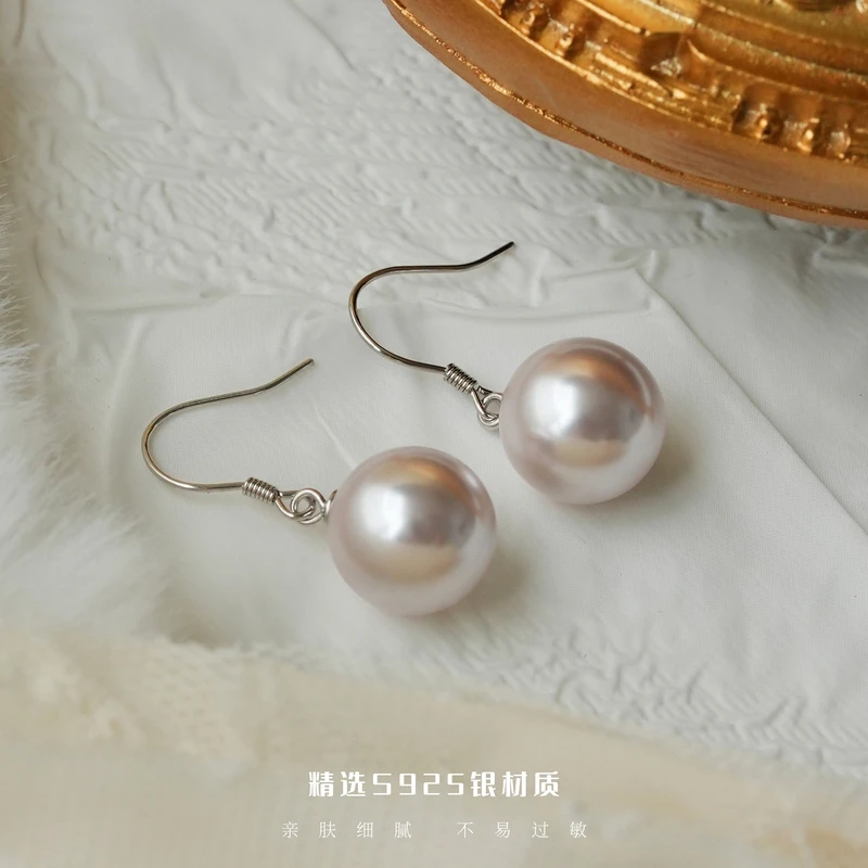 丽沁 925银耳饰 新款曼塔玫瑰紫珠经典耳钩精美优雅耳勾气质轻奢