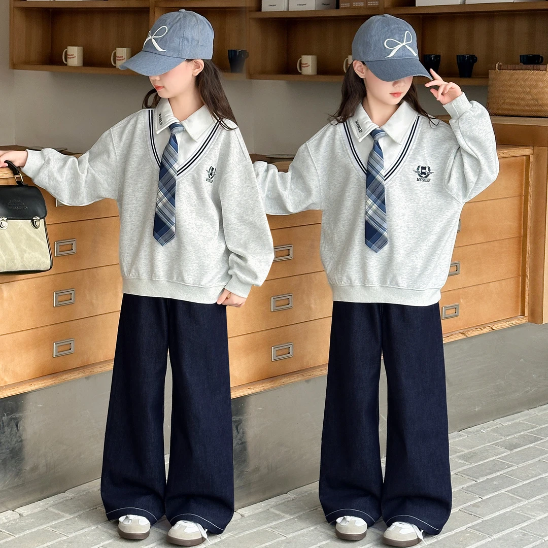 女童秋装卫衣套装2025新款6-12岁中大童潮款儿童春秋休闲两件套潮