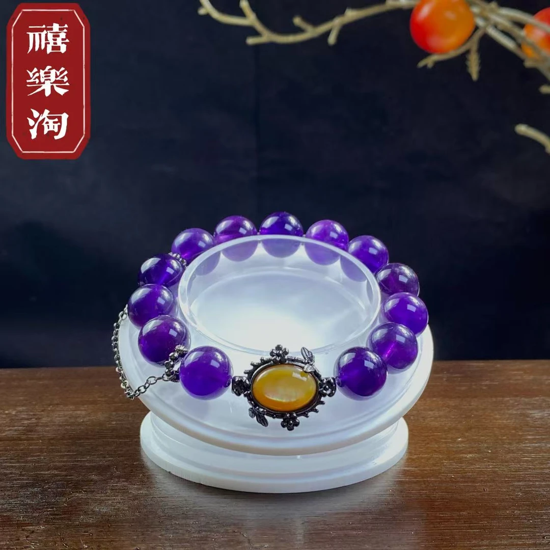 【禧乐淘珠宝】皓月殿主12mm-天然紫水晶设计款手串