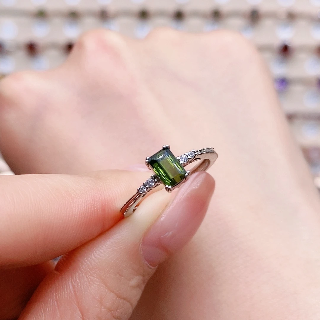 碧玺戒指银S925镶嵌戒指