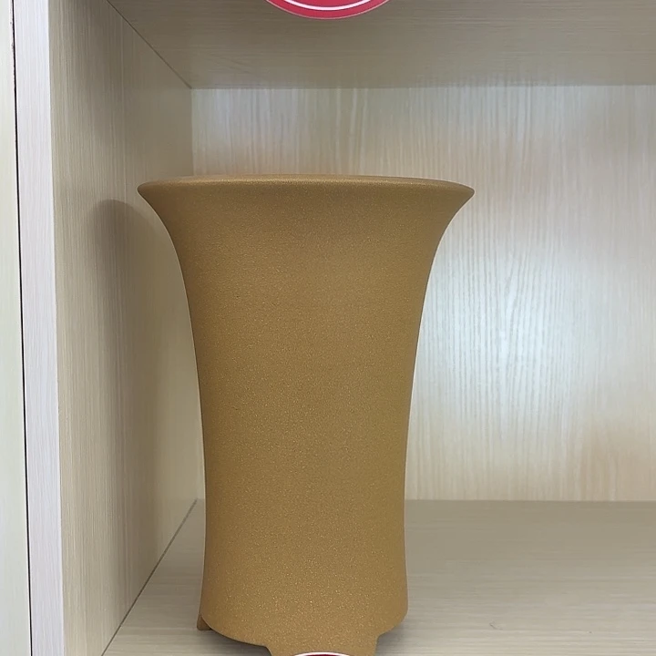 紫砂花盆27束腰黄色两个