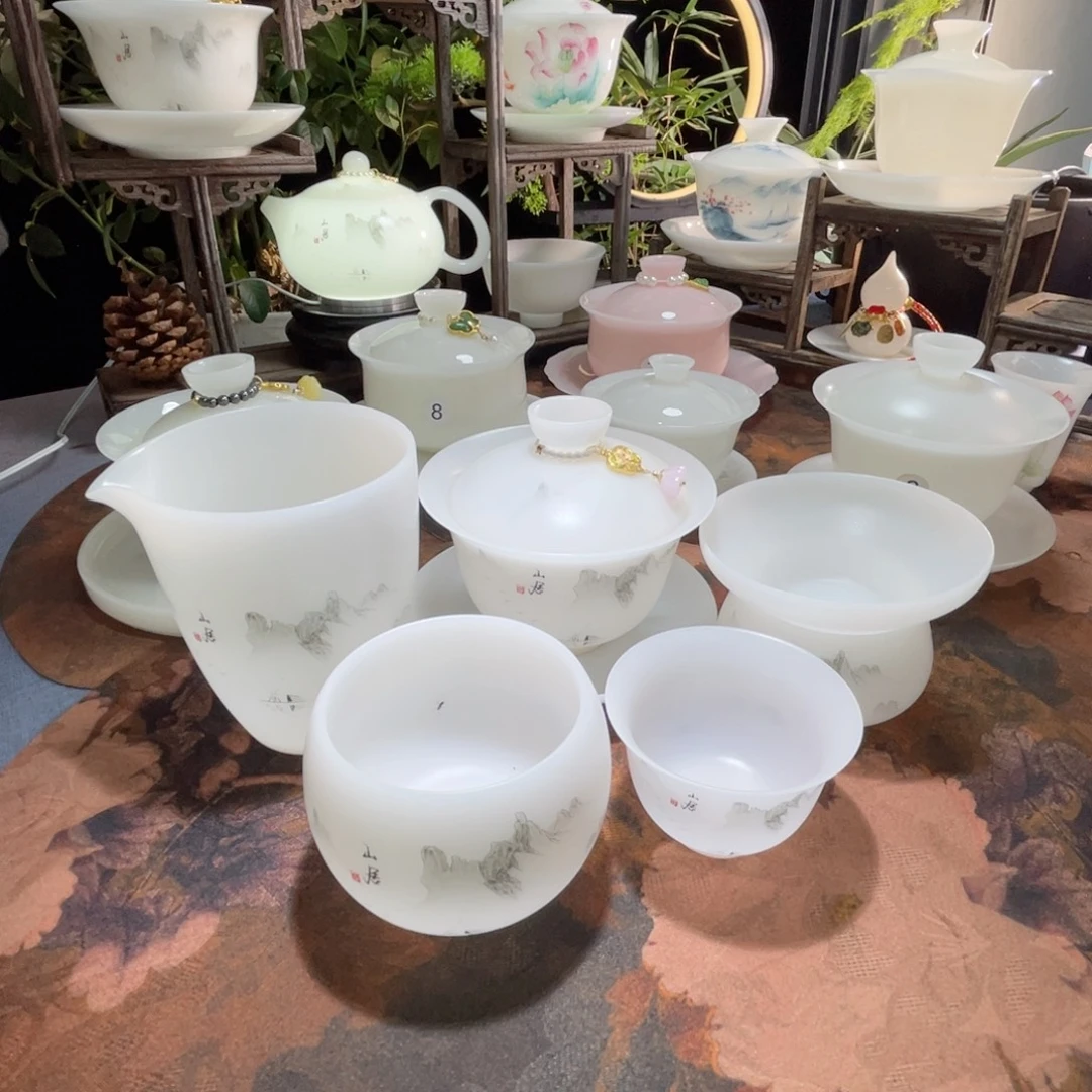 冰晶璞玉素烧水墨山居11件套装