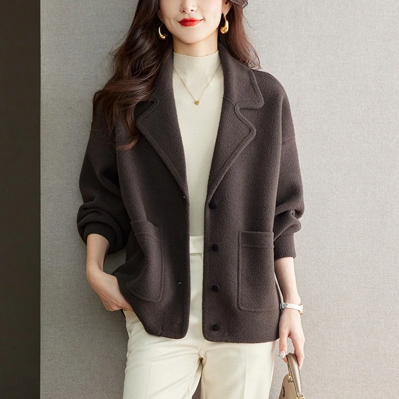 法芬图春秋外套女2025新款爆款高级感气质显瘦毛呢外搭洋气短款羊