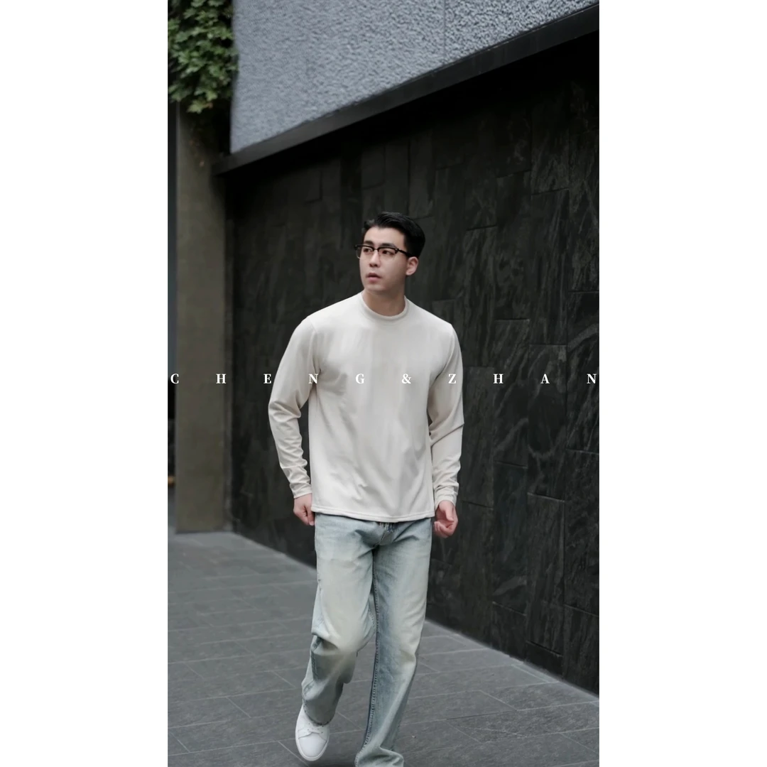 CHENGZHAN 撑展男士意大利轻奢莫桑打底衫