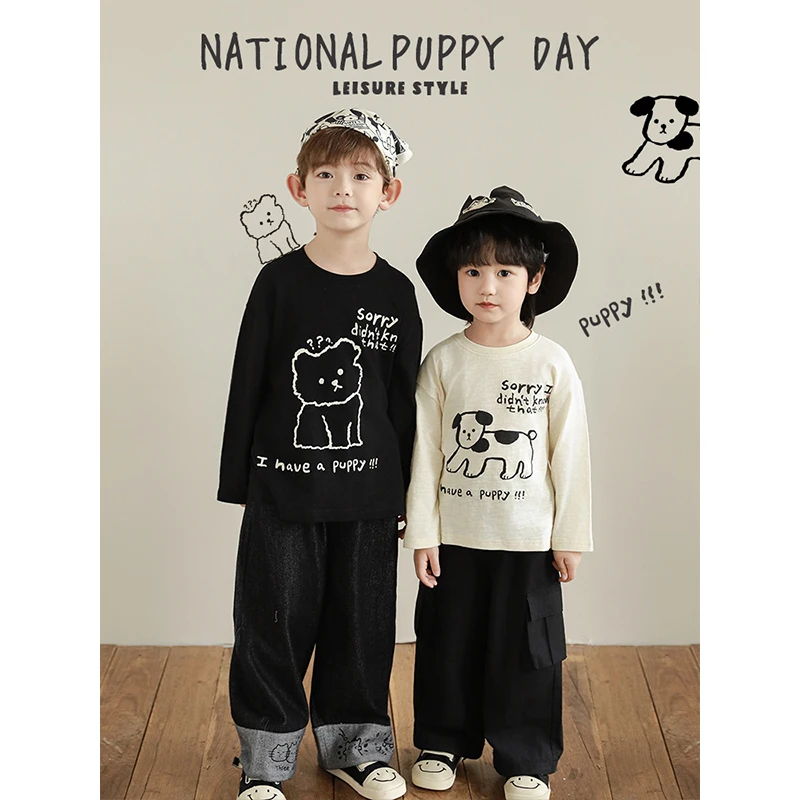 YOEHYAUL/幼悠春一波 【宠物乐园】男童春季卡通狗狗两色T恤 N5780