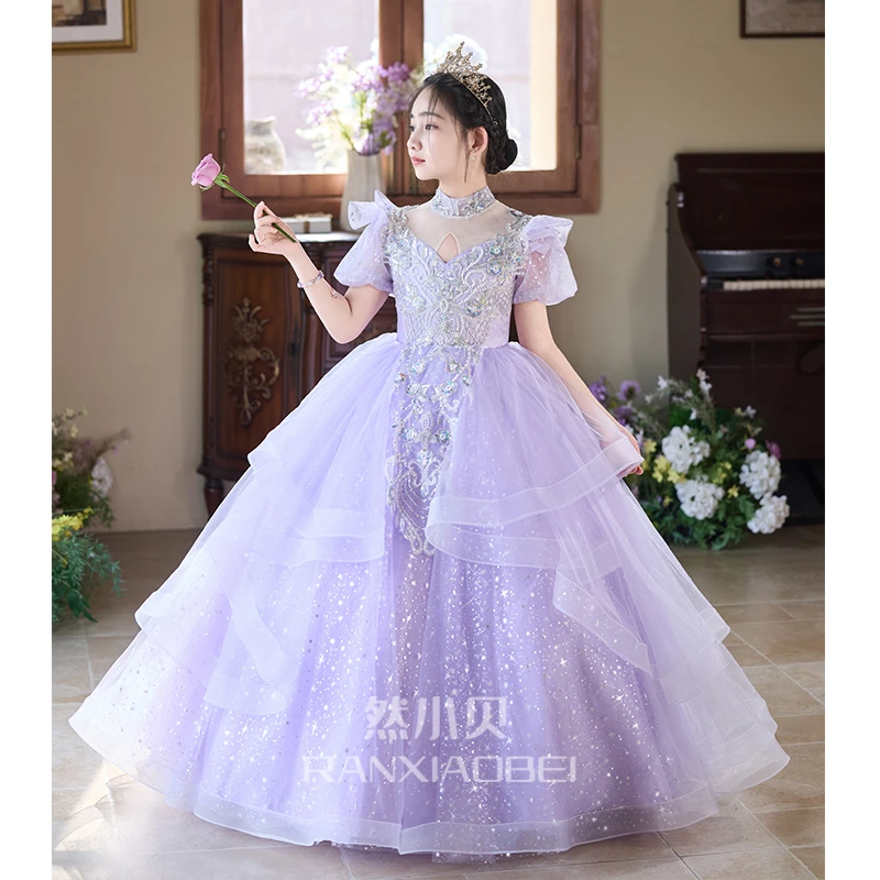 女童主持人礼服高级感女孩生日派对公主裙儿童模特女童生日礼服裙