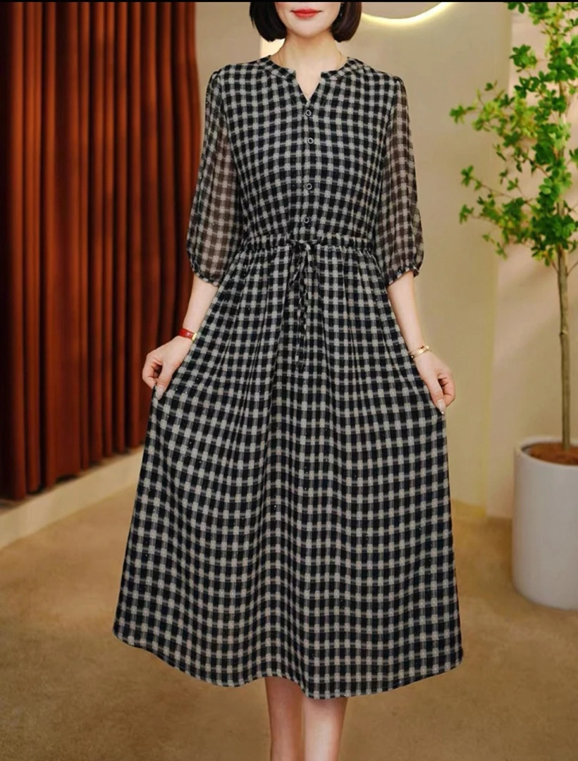 【时装高定款】莫奈格气质修身时尚休闲夏季高端大码妈妈装连衣裙