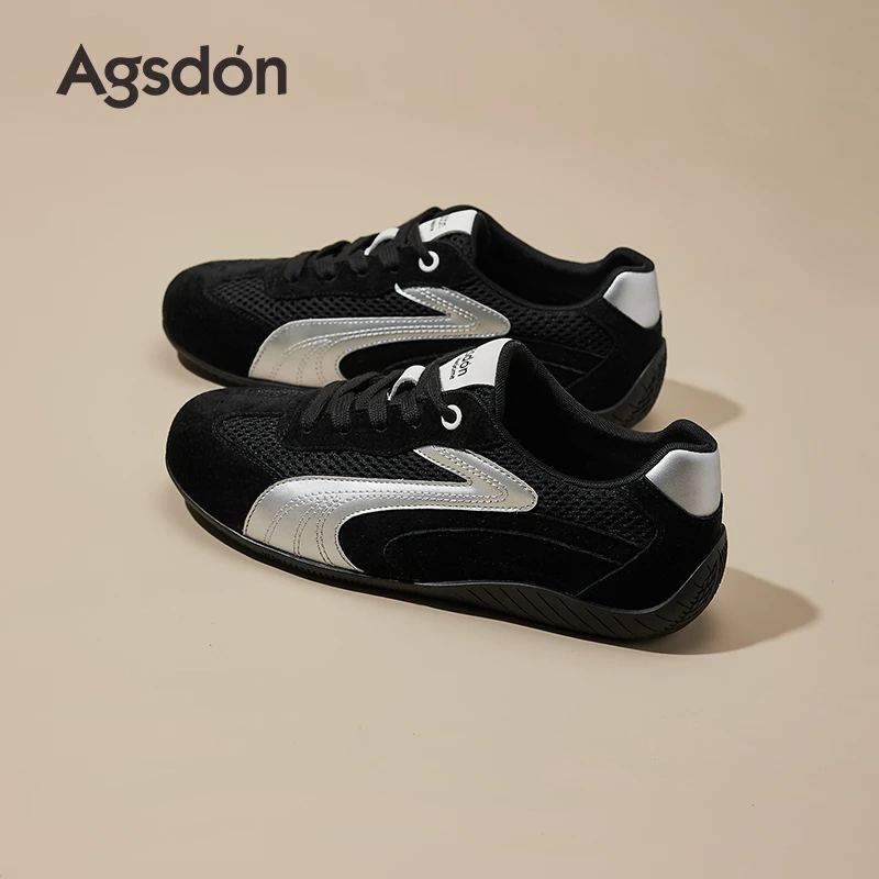 /奥古狮登黑色德训鞋女2025新款夏季增高芭蕾阿甘女鞋薄底运动鞋Q