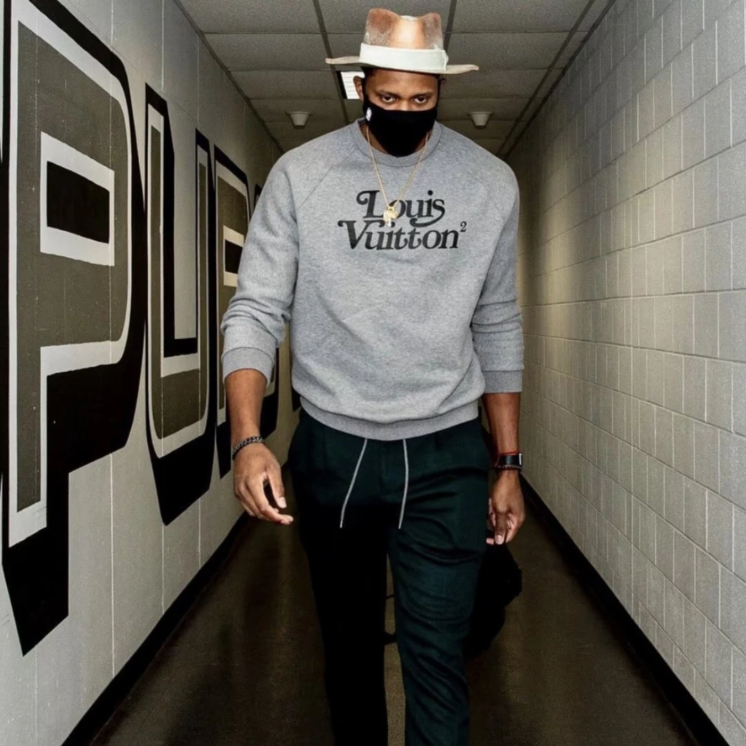 99新 LouisVuitton/路易威登 3393/x Nigo灰色Logo印花卫衣/S码