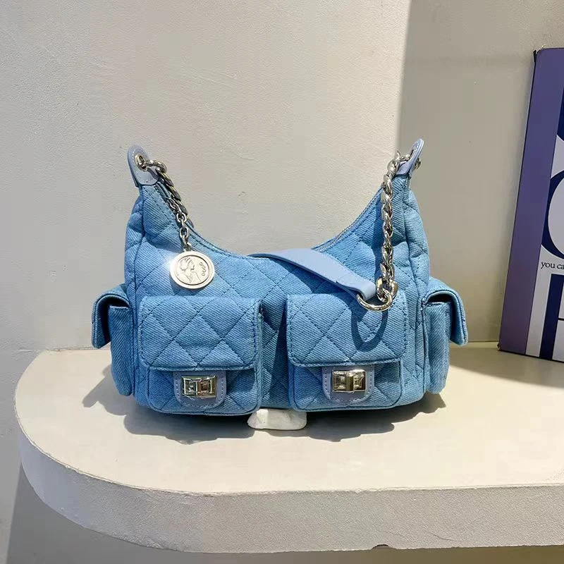 【Tian Yi渠道货】-2025新款轻奢单肩手提斜跨包 丹宁海蓝 7213