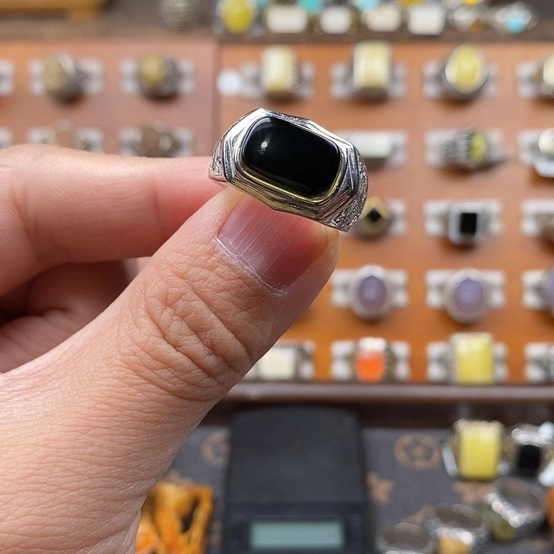 蜜蜡银S925镶嵌戒指