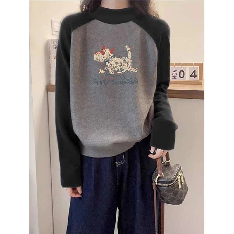 范哲萨插肩袖德绒半高领长袖恤女装时尚百搭加厚款打底衫上衣早秋